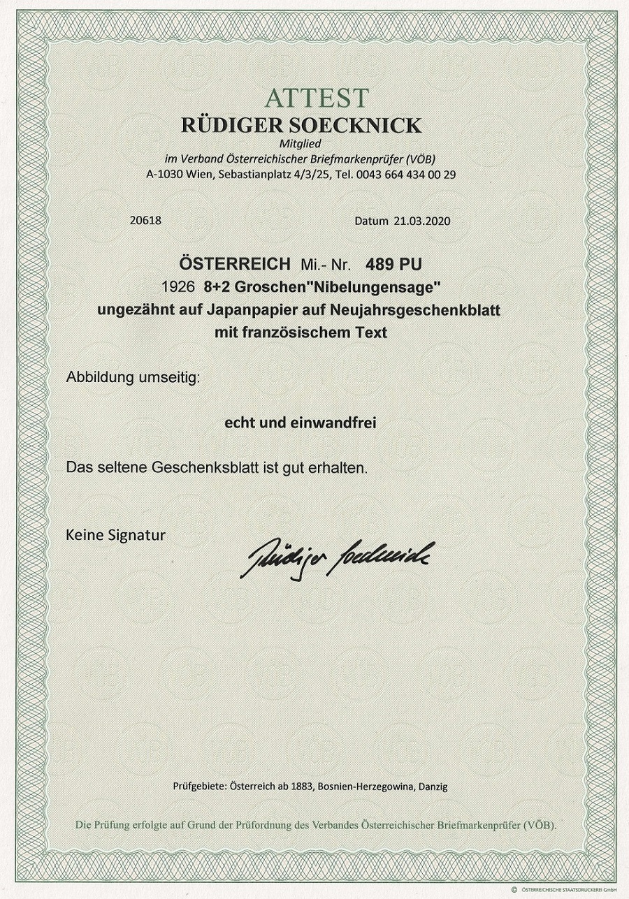 https://www.briefmarken-stari.at/bilder/489 PU Nibelungenserie 8 Groschen Neujahrsgeschenkblatt Französisch HS Bild 2